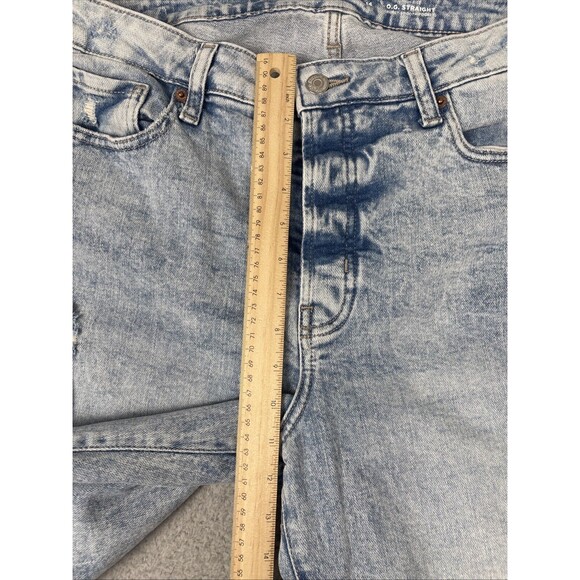 Old Navy High Rise O.G. Straight Secret Smooth Side Slits Jeans SZ 14 Distressed - Picture 5 of 11